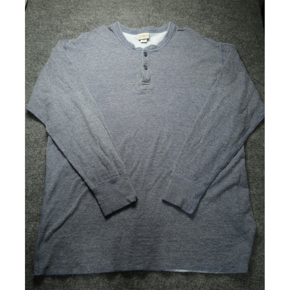 L.L.Bean Men's 2XL Tall Gray Thermal Henley Long Sleeve Wool Blend Canada Made